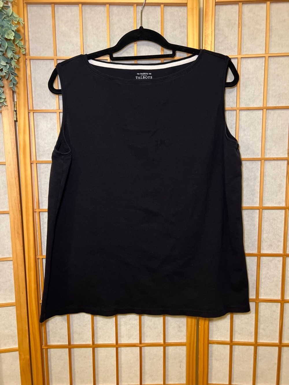 Talbots 2X Plus Black Sleeveless Pima Cotton Tee Classic Stretch Tank Top